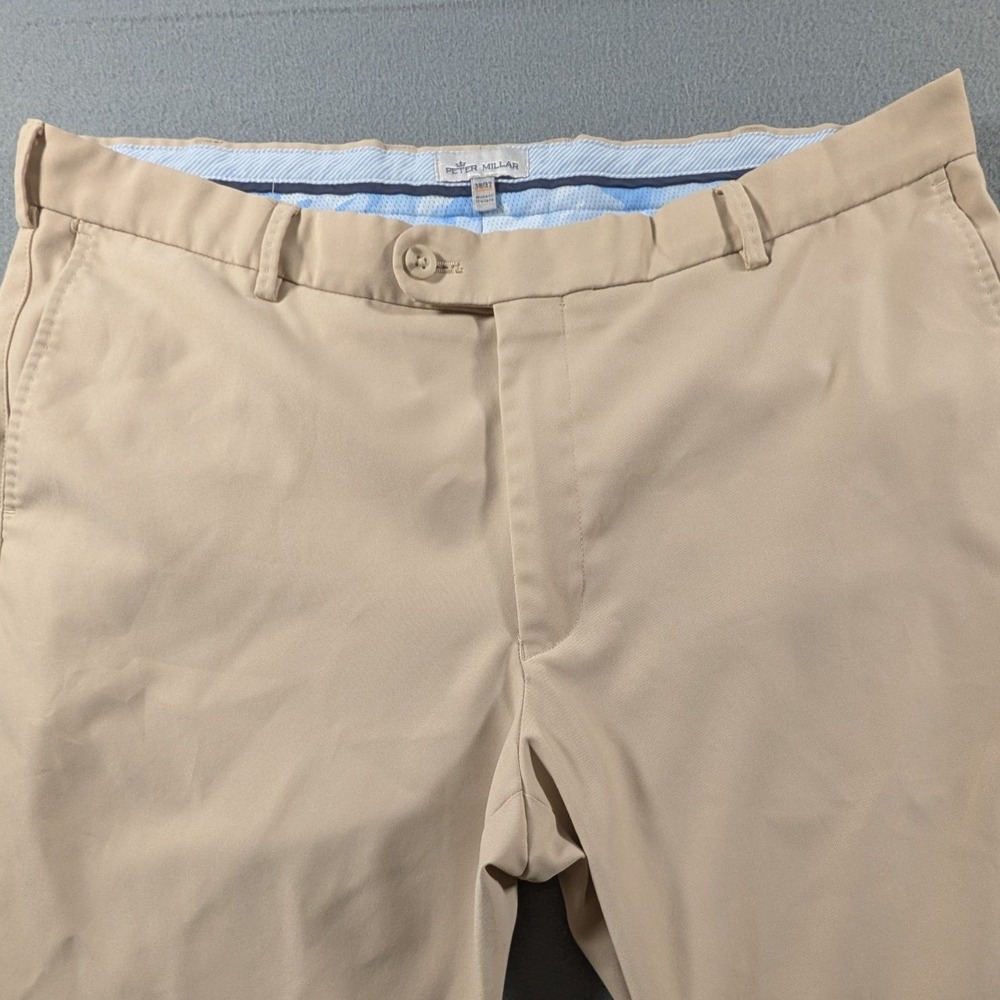 Peter Millar Performance Chino Pants Mens 38x32 Khaki Tan Stretch Golf Trousers